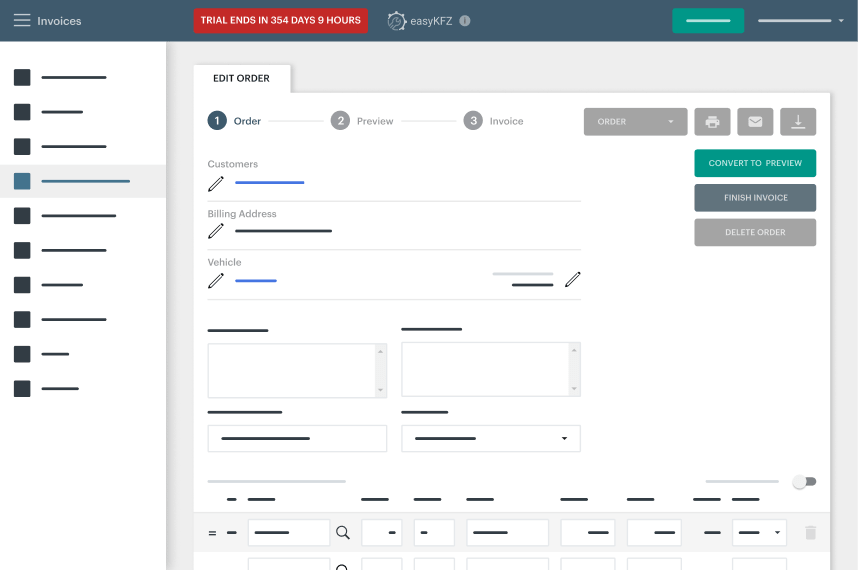 Order management & invoice creation